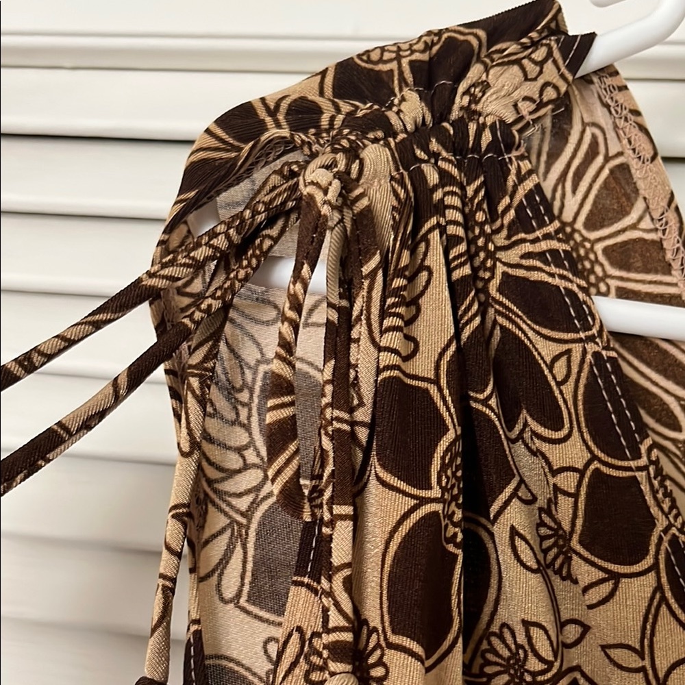 Elegant Brown Floral Dress Large - Picture 3 of 6